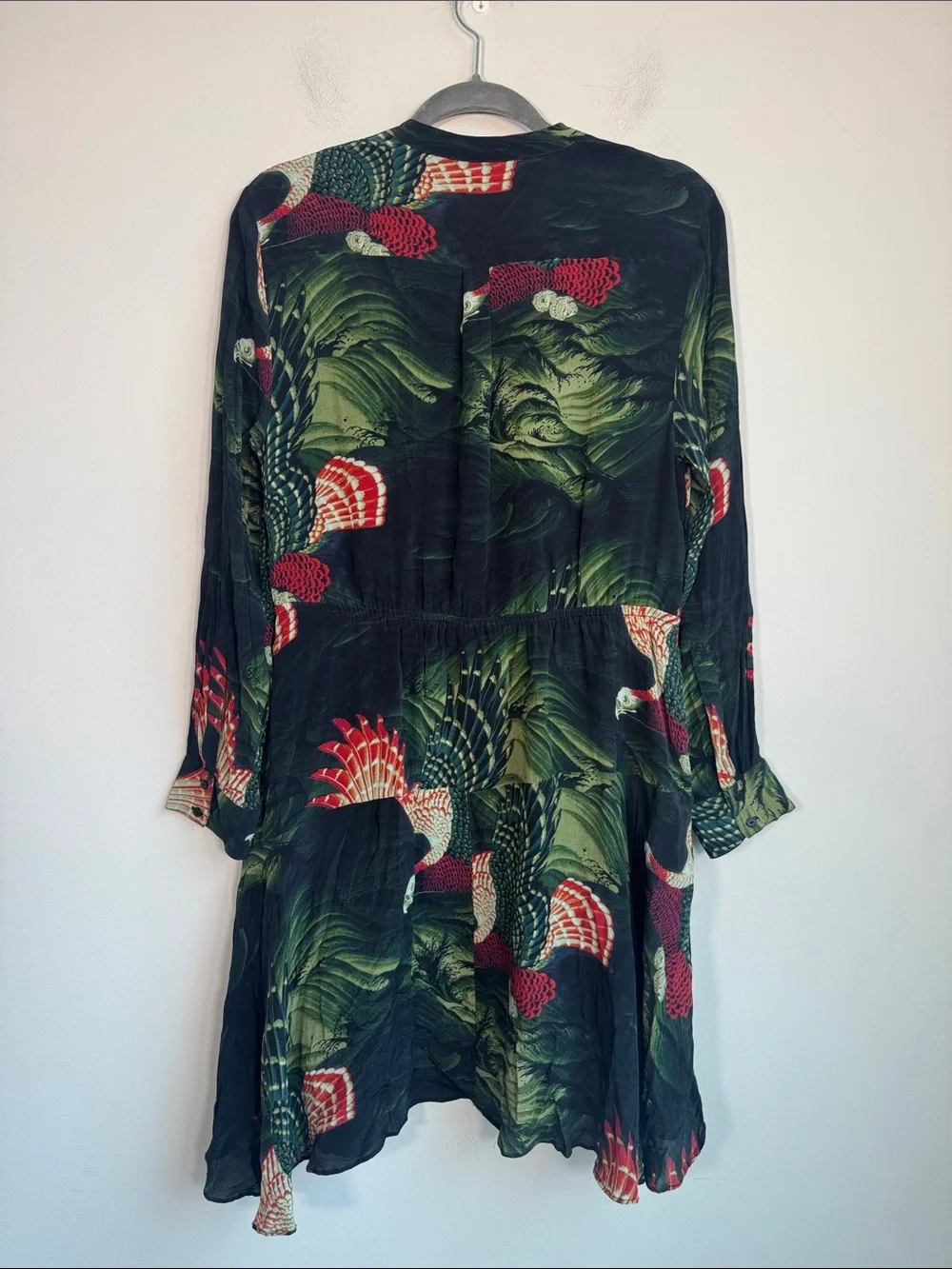 All Saints Martina Swoop Dress in Moss Green - M